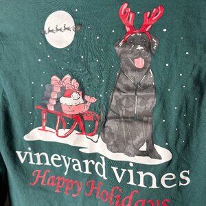 Vineyard Vines Green Happy Holidays Long Sleeve T-Shirt Black Dog XS